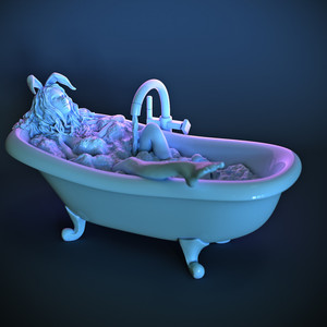 3D打印模型文件兔女郎萨尔玛浴缸洗澡性感女孩3D数据