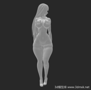 性感美女马尾辫女孩人物3d打印模型下载