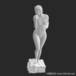 害羞女孩人物雕像3d打印模型下载