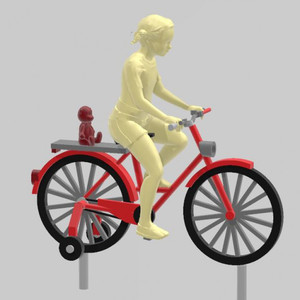 骑自行车的女孩3d打印模型免费下载