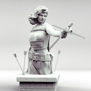 电影角色拿弩的女猎人半身像3D模型下载