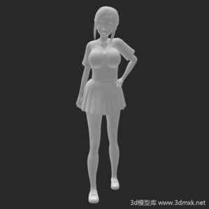 JK女孩女学生人物3d打印模型下载