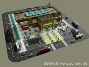 卡通超市商场规划沙盘3d模型