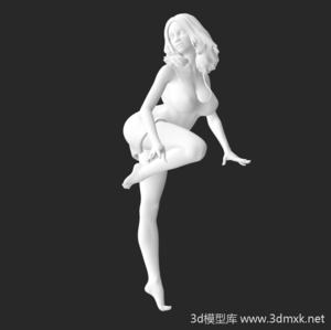性感短裙赤脚美女3d打印模型下载